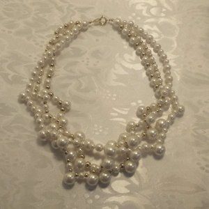 Vintage Trifari  Multi Strand Faux Pearls Necklace